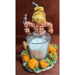 Home Interiors and Gifts Scarecrow Figurine Candle Holder Fall Autumn Decor
